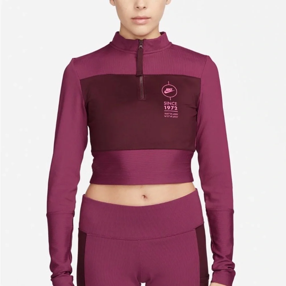 Nike Pink and Burgundy Half-Zip Top - Picture 9 of 11